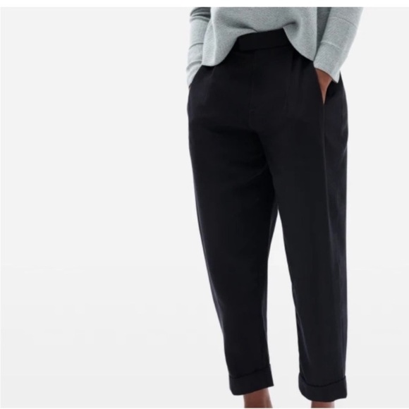 EVERLANE Put Together Lyocell Pleat Trouser Pants Black 6 - Picture 2 of 8